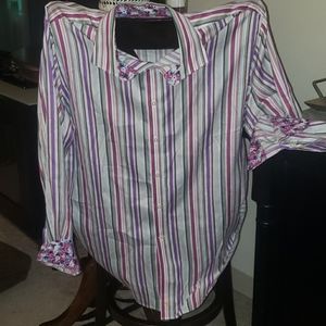 Thomas Dean Striped/Floral Shirt